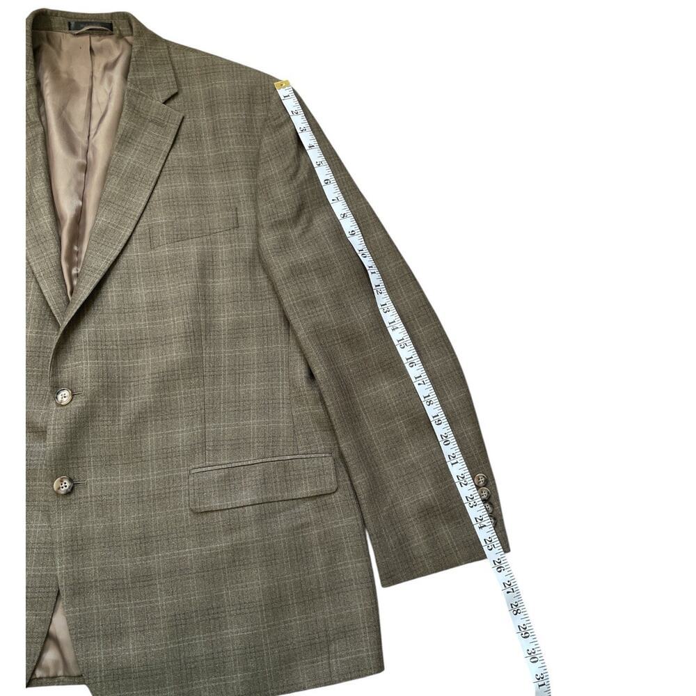 Lauren Ralph Lauren Mens Suit Jacket Blazer Silk Wool 46 R Brown Plaid 2 Button - Picture 13 of 13